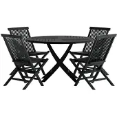 Svea - Youssef ronde tuintafel - zwart + 4x Joy tuinstoelen - zwart