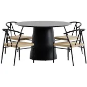 Svea - Elliott ronde tuintafel - zwart + 4x Nick tuinstoelen - zwart