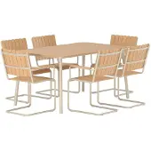 Svea - Mitchel eethoek 6 tuinstoelen - beige/polywood