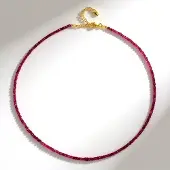 Cavill - Luxe Zilveren Halsketting 925 Sterling Zilver Verguld - 37,72 ct Madagaskar Robijn Parelketting - Elegante Damesketting