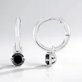 Cavill - Zilveren Oorbellen - 925 Sterling Zilver Gerhodineerd - 0,9 ct Afrikaanse Zwarte Diamant - Ronde Briljantslijp - Elegante Damessieraden