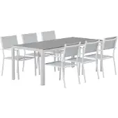 Svea - Reginald rechthoekige tuintafel - grijs + 6x Jami tuinstoelen - grijs