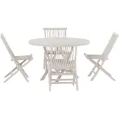 Svea - Youssef ronde tuintafel - wit + 4x Joy tuinstoelen - wit