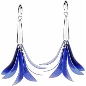 Cavill - Titanium en 925 Sterling Zilver Oorbellen - Blauwe Cascades Bloemdesign - Lichtgewicht, Moderne en Elegante Statement Oorhangers