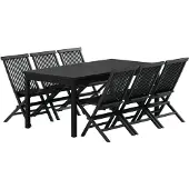 Svea - Youssef rechthoekige tuintafel - zwart + 6x Joy tuinstoelen - zwart