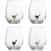 Bloomingville Misa drinkglazen birds set van 4 stuks