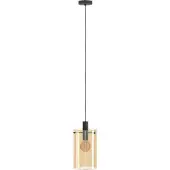 Eglo 39537 Polverara Hanglamp Staal Zwart/Gestoomd Glas Amber - 1 x E27