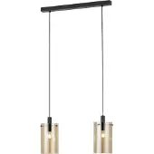 Eglo 39538 Polverara Hanglamp Staal Zwart/ Gestoomd Glas Amber -2 x E27
