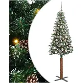 vidaXL Slanke Kerstboom Groen 180 cm PVC en massief dennenhout