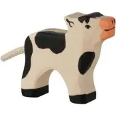 Holztiger Figurine - - Zwarte Kalf - Handgeschilderd Hout - Europese Fabricage - 12 x 2,3 x 7,5 cm