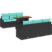 vidaXL Tuinbank Set 7 st 6-Aantal zitplaatsen Zwart en Teal