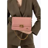 WITTCHEN Dames Leren Crossbody Tas met Ketting, Roze, Natuurlijk Leer
