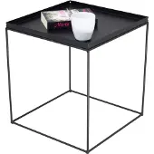 FutuStal Kwadratische salontafel van metaal, 40x40x43 cm, Loft Industrial stijl, mat zwart