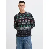 Jack & Jones Trui 'XMAS ANDREW' nachtblauw / groen / donkerrood / wit