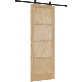 vidaXL Schuifdeur Naturel en Zwart 83 x 232 cm Massief grenenhout