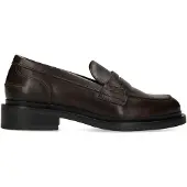 Manfield Bruine leren loafers | Maat 36