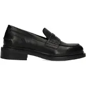 Manfield Zwarte leren loafers | Maat 41