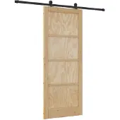 vidaXL Schuifdeur Naturel en Zwart 86 x 211 cm Massief grenenhout