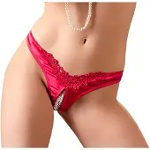 Cottelli - open damesstring met kralen en bloemen - rood - M