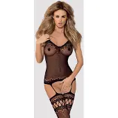 Obsessive - lingerie set - netstof met motief - zwart (S-L)