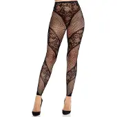 Leg avenue - Lace And Sheer Footless Tights Black