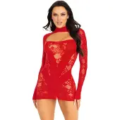 Leg avenue kanten mini jurk rood female