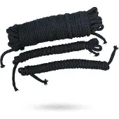 Bad Kitty - bondagesett touw (20 m + 2x3 m, zwart)