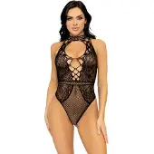 Leg avenue Visnet Kanten Bodysuit - Zwart