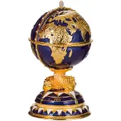 Danila-Souvenirs Faberge-stijl ei juwelendoos juwelenkistje Wereldbol met zeilschip 14,5 cm blauw