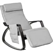 SoBuy Fauteuil à Bascule Gris avec Repose-Pieds