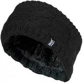 Heat Holder Dames fleece gevoerde thermo oorwarmer hoofdband - Zwart