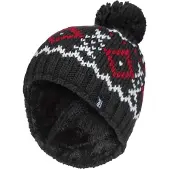 Heat Holder - Beanie Pom Pom-muts voor heren - Houtskool / Rood