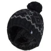 Heat Holder - Beanie Pom Pom-muts voor heren - Zwart