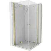 Mexen Mist-F Duo vouwdeur douchecabine 100 x 100 , transparant, goud - 8A6-100L-100P-50-00