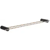 Mexen Aron dubbele handdoekhouder, zwart/roze goud - 7088125-67