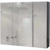 Mendler Spiegelkast -B19b, badkamermeubel wandmeubel, 6 planken hoogglans MVG-gecertificeerd 70x80x16cm ~ zwart