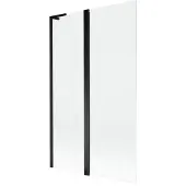 Mexen Mist L badwand 2-delig 110 x 150 , transparant, zwart - 8A9L-110-011-70-00