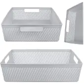 Kadax Lioni rechthoekige mand 33 x 26 x 8 cm lichtgrijs