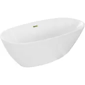 Mexen Eris vrijstaande badkuip 155 x 80 , wit, overloop goud - 53441558000-50