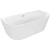 Mexen Oval vrijstaande wandbadkuip 180 x 80 , wit, goud overloop - 52671808000-50