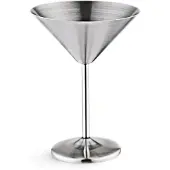 Jojomino Cocktailglas van roestvrij staal met hoge voet, onbreekbaar metaal, champagneglas, zilver