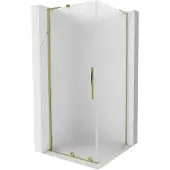 Mexen Velar L douchecabine schuifdeur 90 x 90 , ijs, goud - 871-090-090-33-50