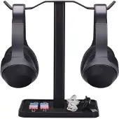 Avantree [Superstabiel] Netto dubbele hoofdtelefoonstandaard voor bureau Aluminium & metaal Gaming-headsets Houderhanger voor Sennheiser Sony Audio-T