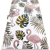 Rugsx Tapijt PETIT GARDEN Flamingo's blad motief monstera bladeren crème 120x170 cm