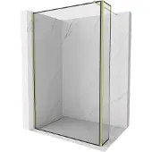 Mexen Kioto douchewand inloop 160 x 30 , zwarte lijst, goud - 800-160-212-50-70-030