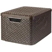 Curver Rattan Style Opbergmand L - Met Deksel - 36.4 liter - Bruin