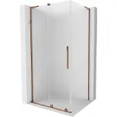Mexen Velar L schuifdouchecabine 110 x 85 , ijsglas, roze goud - 871-110-085-33-60