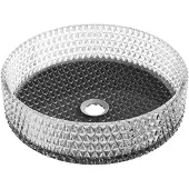 Mexen Aura glazen opzetwastafel 39 x 39 cm, transparant/zwart - 24013971