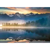 Ravensburger - Lake Matheson Nieuw-Zeeland - Legpuzzel van 1000 stukjes - Prachtig vredig meer bij zonsopgang - Majestueuze Misty Mountains - Ide