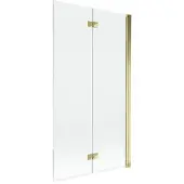 Mexen Mist badwand 2-delig, rechts 100 x 150 , transparant, goud - 8A9-100-002-50-00-P